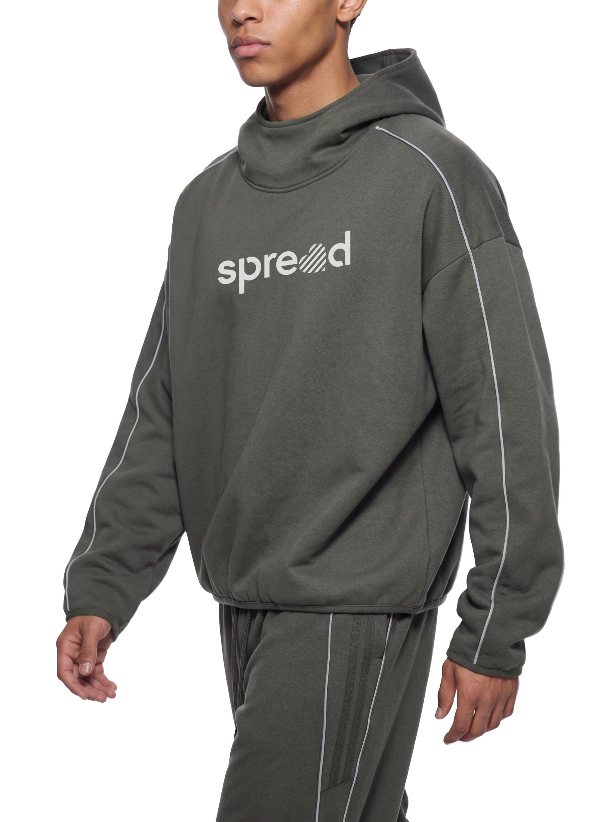 Unisex Boxy Piping Fleece Hoodie